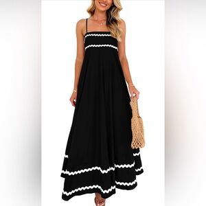 🆕 Casual Sleeveless Spaghetti Strap Ruffle Beach Long Dress
